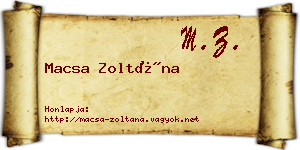 Macsa Zoltána névjegykártya